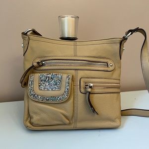 Hand-painted Tignanello Leather Crossbody Handbag